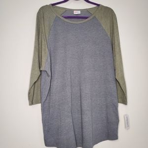 LuLaRoe Randy Gray Body with Olive Sleeve 3x